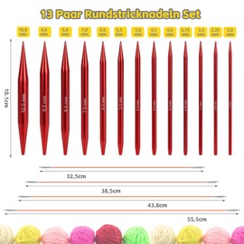 Coopay Interchangeable Circular Knitting Needles Set, 3.0-10.0 mm Circular Knitting Needles (4 Lengths Adjustable), Knitting Needles Circular Knitting Needle with Storage Bag, Aluminium