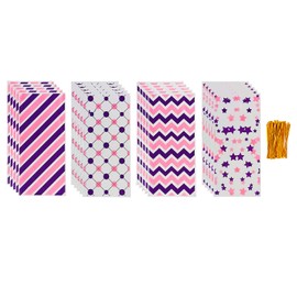 Jagrove Cellophane Treat Bags with Gold Twist Ties 100 Pieces Plastic Bags Goodie Cookies Candy Bread Gift Bags Party Supplies