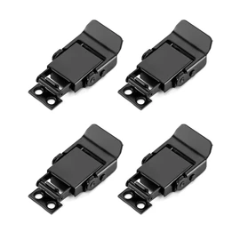 QWORK 4 Pack Spring Loaded Toggle Latch, Stainless Steel Toggle Catch Clamp Clip Hasp Duck Billed Buckle for Cabinet Box Case, Black