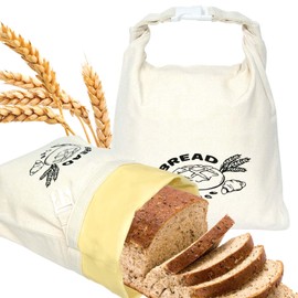 Jsngbse 2 Pack Beeswax Bread Bags for Sourdough, Reusable Bread Bags for Homemade Bread Storage, Sourdough Storage Bag with Clip, Homemade Bread Loaf Food Container, 12 x 17 Inch