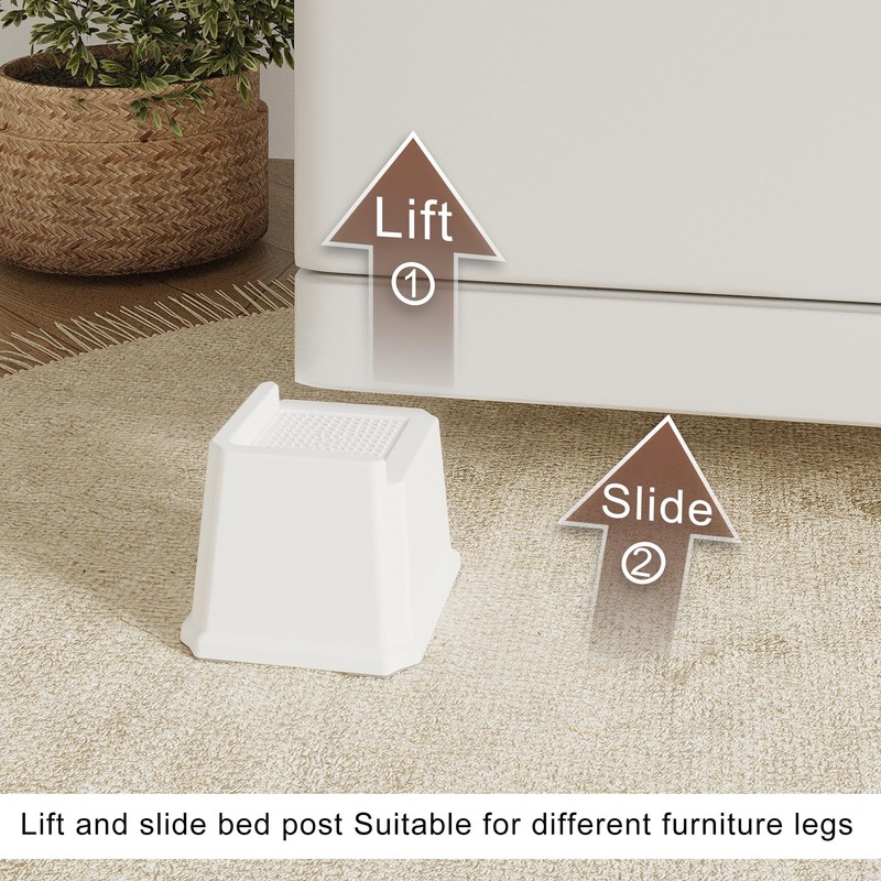 Lutown-Teen 6 Pack Bed Risers 3 Inch Heavy Duty Oversized