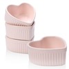 VanEnjoy 4 pack 5oz Heart Shaped Ramekins Ceramic Bowl Bakeware