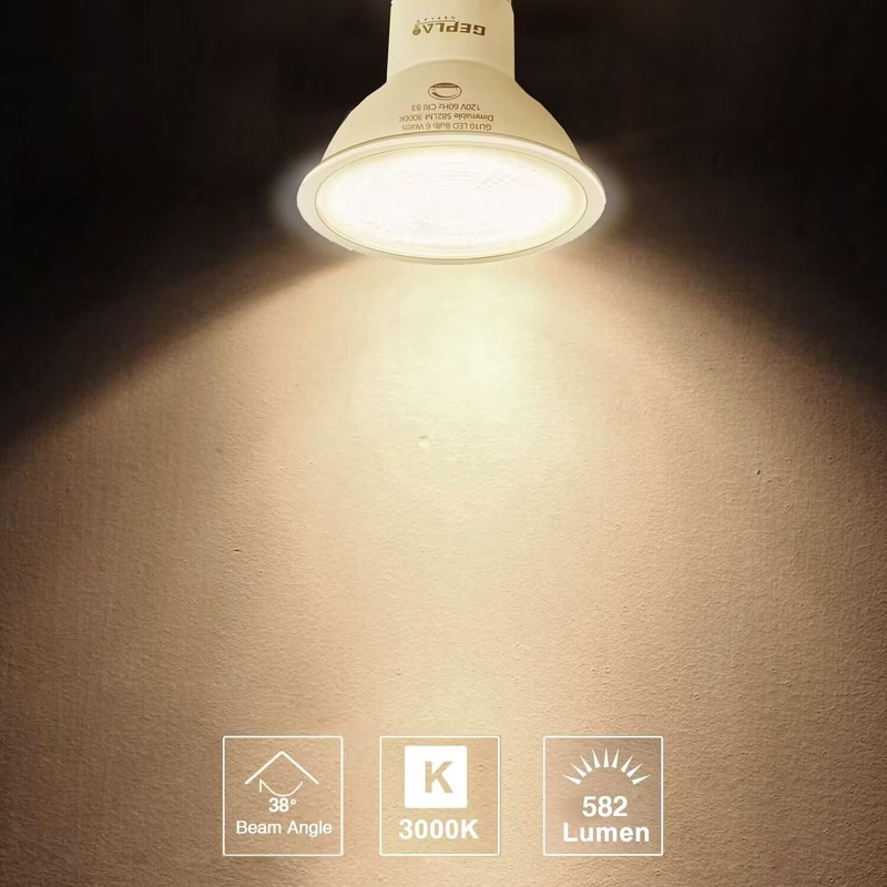GEPLAD 6-Pack GU10 LED Bulb Dimmable, 3000K Soft White GU10