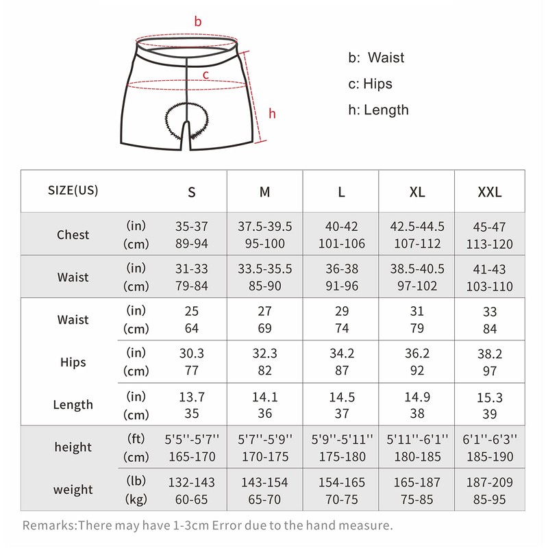 ARSUXEO Men's Cycling Shorts 5D Gel Padded Mountain Bike Undershorts