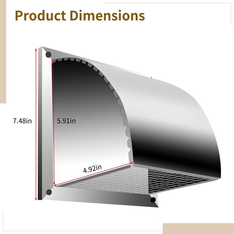 4-inch Exhaust Vent Cover, Stainless Steel Dryer Vent Cover, Outdoor