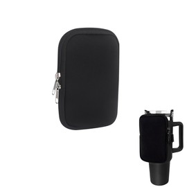 Tukeva Workout Outdoor Tumbler Pouch with Pocket Mobile Water Bottle Strap Water Bottles Bag Adjustable Shoulder Straps for Cards, Keys, Mobile Phones, Headphones (Black)