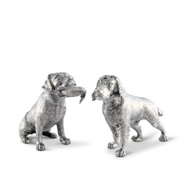 Vagabond House Pewter Metal Hunting Dogs Salt & Pepper Shakers Set Woodland Décor 5 inch Long x 3 inch Tall
