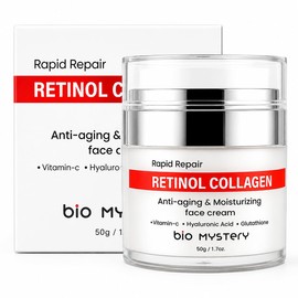 Retinol, Collagen, Hyaluronic Cream with Vitamin C & Glutathione – Lightweight Daily Moisturizer for Face & Neck – Hydrating Day & Night Fine Lines and Wrinkles | Anti Aging Cream – 50ml / 1.7 fl.oz
