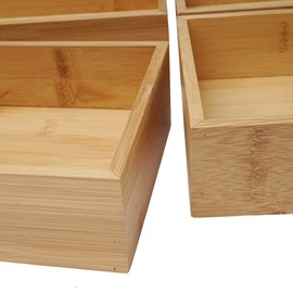 Aviboo Cabinet Drawer Organizer and Storage Tray Box Dividers Set Made of Bamboo Wood, Multipurpose Holder for Craft, Sewing, Office, Bathroom, Kitchen (4, 5.9x11.8x2.2 inch)
