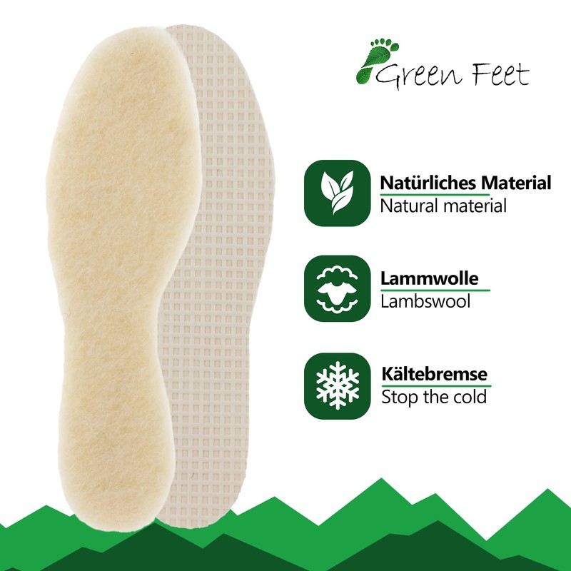 2 Pairs of Real Warm Cuddly Lambswool Insoles Basic Cream