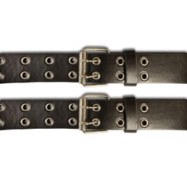 SCAMODA Rivet Belt Set of 2 with Double Hole Rivets, Eyelets and Pin Buckle for Men and Women, black/black