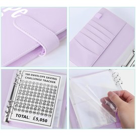 100 Envelope Challenge Binder, Sky Blue Saving Challenge Binder, Cash Binder, Savings Binder, Money Saving Envelope for School, Home, Office