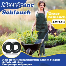 Set of 2 4.10/3.50-4 Inner Tubes, Inner Tube for Wheelbarrow Wheel, Tube Wheelbarrow with Schrader Valve, Straight for Hand Trolley, Wheelbarrow, Lawn Mower, Sack Truck Wheel