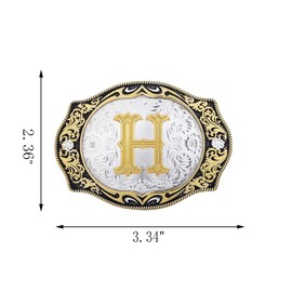 QQA Vintage Fashion Western Belt Buckle A to Z Initial Letter Cowboy Belt Buckles for Men/Women