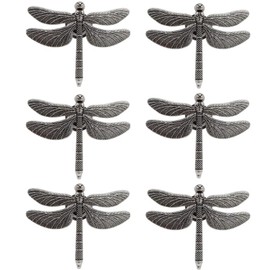 6 Pcs Dragonfly Cabinet Handles, Animal Cabinets Knobs, Drawer Knob, Single Hole Pull for Home Bedroom Kitchen Drawers Dressers Wardrobes Closets Cupboard, Decorative Furniture Hardware (Ancient Tin)
