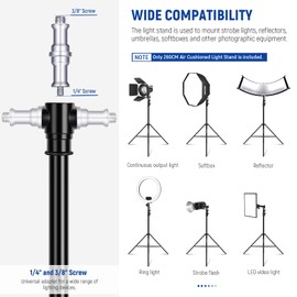 NEEWER 8.5ft/2.6m Air Cushioned Light Stand, Heavy Duty Metal Photography Tripod Stand with 1/4" to 3/8" Reversible Spigot, 3 Way Mounting Interface & Metal Locking Knobs, Max Load 5.5lb/2.5kg