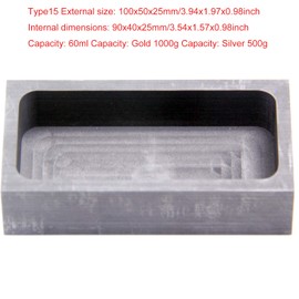 Graphite Ingot Mold, High Purity Refining Graphite, Melting Casting Mould for Gold Silver Aluminum Copper Brass Zinc Plumbum and Alloy Metals (3.94x1.97x0.98inch/1000gGold)