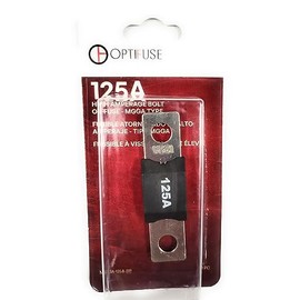 Fuse MEGA 125 AMP Automotive Type Fuse 32V MAX OPTIFUSE MGGA-125A Bolt-ON (MOUNTS with Two Holes 50MM Apart Center to Center) 18 MM Wide 10MM Height