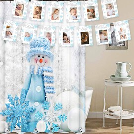 Kreatwow Winter Onederland Birthday Decorations Snowflake First Birthday Photo Banner - Monthly Newborn to 12 Months Banner Clips for Snowflake Themed 1st Birthday Party Decorations