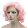 Mxangel Heat Friendly Synthetic Hair Lace Front Pink Short Curly