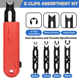 Sopnom E Clips Assortment Kit With Removal and Installation Tool, 4 Sizes (6/7/8/9/mm) Snap Ring Kit & 40Pcs Retaining Rings for Bearing Fixation