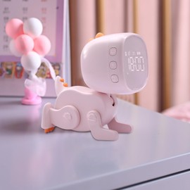 WATSAVPUP Kids Dinosaur Alarm Clock for Boys and Girls Bedroom LED Cute Bedside Clock with Digital Display Children's Sleep Trainer Ok to Wake Light and Night Light for Kids(Pink)