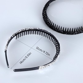 Rhinestone Headband for Women 4Pcs Comb Headband with Teeth Glitter Sparkly Rhinestone Hairbands Bling Diamond Crystal Headwear Non Slip Fashion Hair Band Hair Accessories for Birthday Holiday Wedding