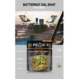Peak Refuel Butternut Dal Bhat | Freeze Dried Backpacking and Camping Food | Amazing Taste & Quality | High Protein | Real Meat | Quick Prep (2 Serving Pouch)