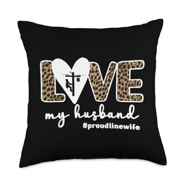 Electrical Lineman's Wife | Lineman Spouse Proud Line Lineworker Husband Linewife Lineman Wife Throw Pillow, 18x18, Multicolor