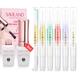 SAVILAND SAVILAND 6PCS Natural Cuticle Oil Pen with Clear Pink Gel Builder for Nails