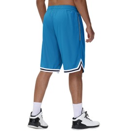 JWM Mens Long Basketball Shorts with One Zip Pockets, Blue, X-Large