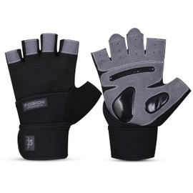 Foriox Gym Gloves Weight lifting Gloves for Men Women 50 CM Long Wrist Straps Padded Palm Protection Workout Powerlifting Hanging Exercise Training (Grey, X-Large)