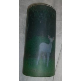 handcrafted WHITE and BROWN DEER Meadow Wildlife Candle Holder pillar jar wrap 7 x 3 glass