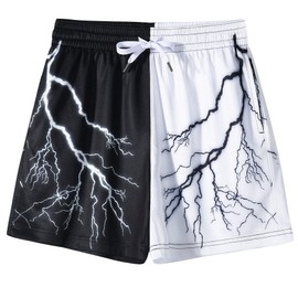 GINTPK Mens Graphic Shorts Sports Cool Mesh Basketball Shorts Casual Flat Front Drawstring Shorts Print Lightning S