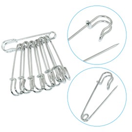 Zorveiio 20 Pack 2.5 Inch Large Safety Pins, Heavy Duty Blanket Safety Pins for Sewing, Crafts Clothing, Leather, Canvas, Fashion, DIY Enthusiasts(Silver,63mm)