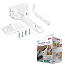Reer 71090 Drawer Lock Extra Flat for Cutlery Drawers, Drawers with Built-in Cutlery Trays etc. White