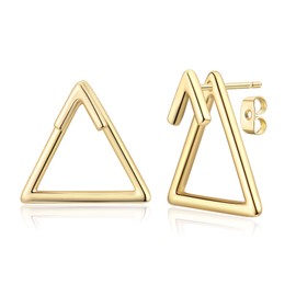 VYYU Big Dangle Earrings for Women - Geometric Stud Earrings | Stud Earrings with Triangle Dangle, Special Fashion Earrings for Daily Wear, Jewelry Gifts for Ladies Birthday Christmas, Gold