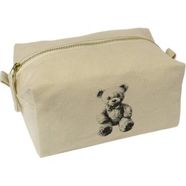 'Vintage Teddy with Bow Tie' Canvas Wash Bag/Makeup Case (CS00043015)