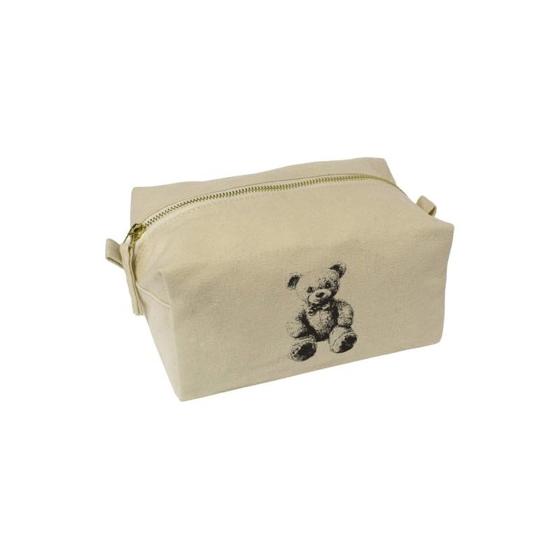 'Vintage Teddy with Bow Tie' Canvas Wash Bag/Makeup Case (CS00043015)