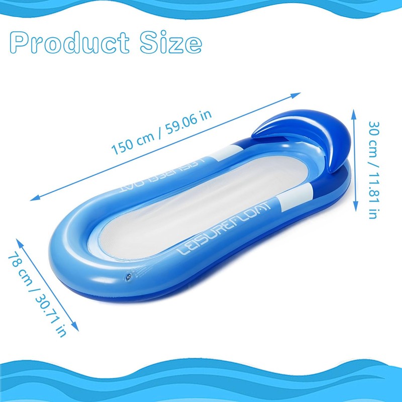 Air Mattress Pool Hammock, Float Inflatable Water Hammock, Blue Inflatable