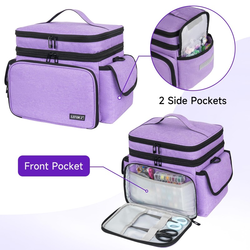 LEFOR·Z Sewing Supplies Organizer,Double-Layer Sewing Accessories Storage Bag,Protable Travel Sewing