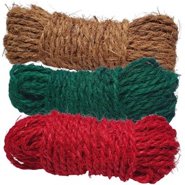 deli4you Christmas Decoration Ribbon Decorative Cord Craft Cord in Christmas Colours Red Green Brown Advent Decoration Natural Fibre 3.5 mm 3 x 15 m