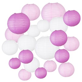 Himeland 21 Paper Lantern, Purple Lantern, Hanging Paper Lanterns, Party Decoration, for Garden Party Decoration, Bridal Shower, Baby Shower, Birthday, Wedding Accessories, Graduation Party