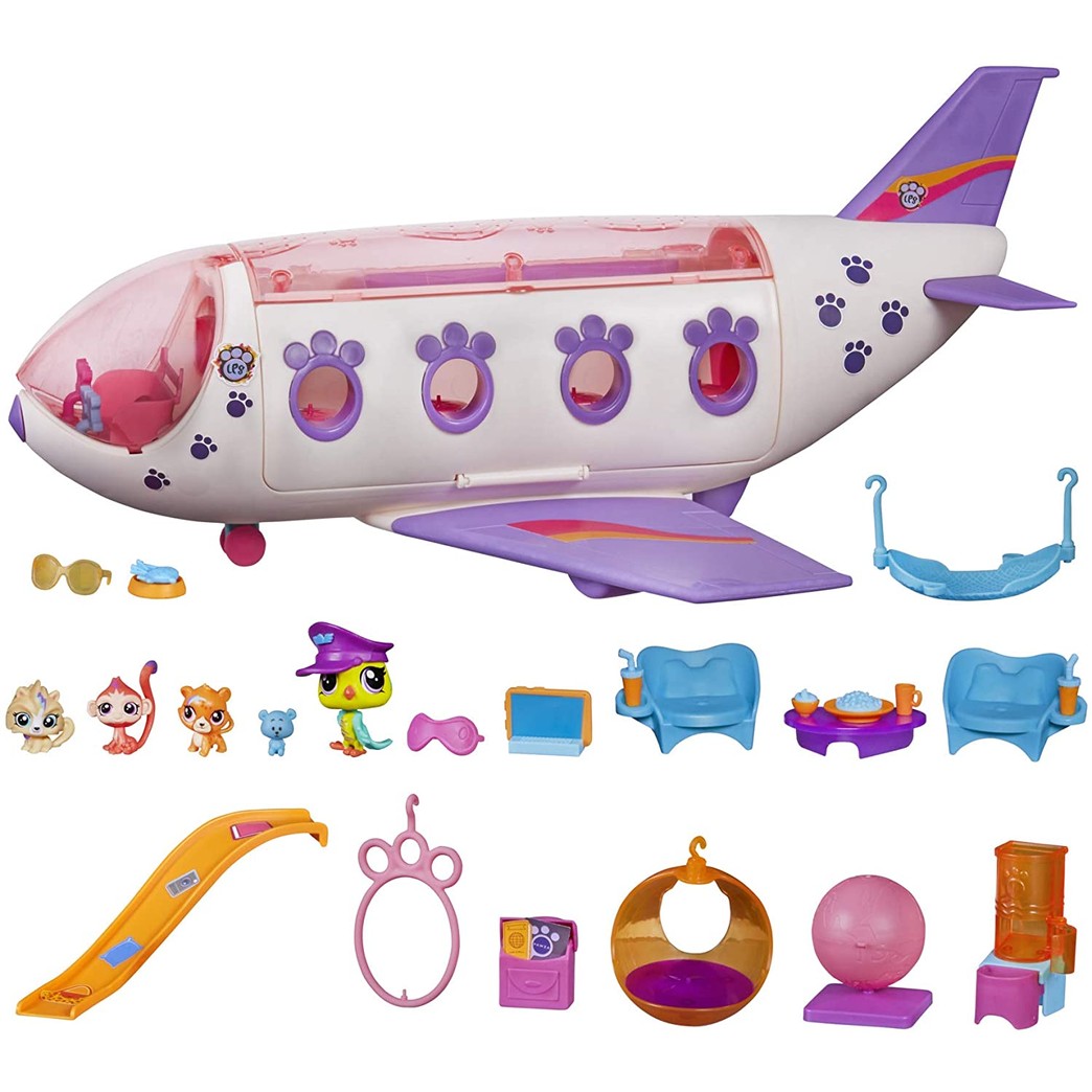 Littlest Pet Shop Pet Jet Playset Toy, Includes 4 Pets, Adult Assembly Required (No Tools Needed), Ages 4 and Up ()