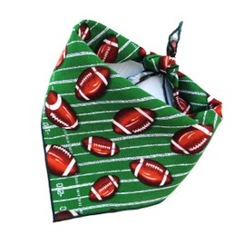Football Field Print Sports Themed Traditional Tie On Triangle Cut Dog Bandana Petwear Dogwear Pet Fashion