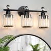 Modern 3 Light Crystal Vanity Light,Black Vertical Bathroom Light Fixture