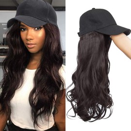 Tess Women's Long Wavy Synthetic Hair Extensions with Black Baseball Cap, Full Hair Extensions, 16 Inches (40 cm), 290 g