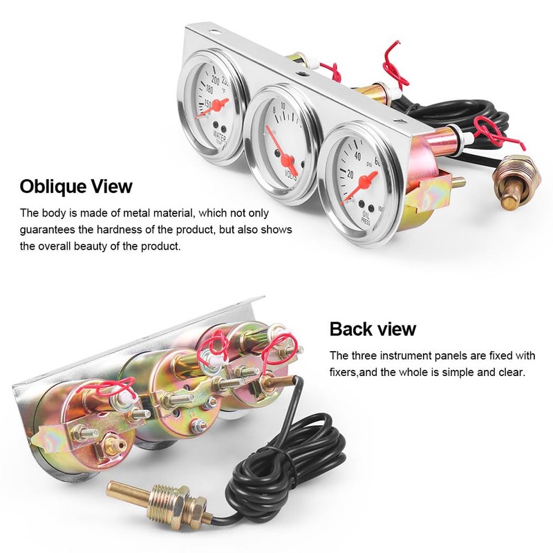 Dyno Racing 2inch 52MM Triple Gauge kit Volt Meter Water