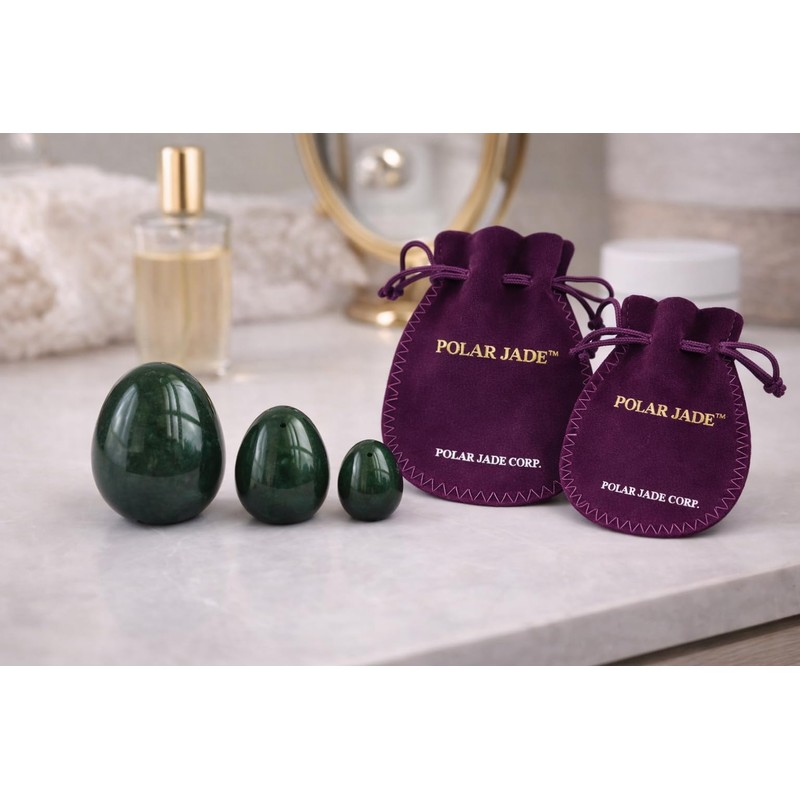 Nephrite Jade Stone Eggs Set of 3 Natural Jade 100%