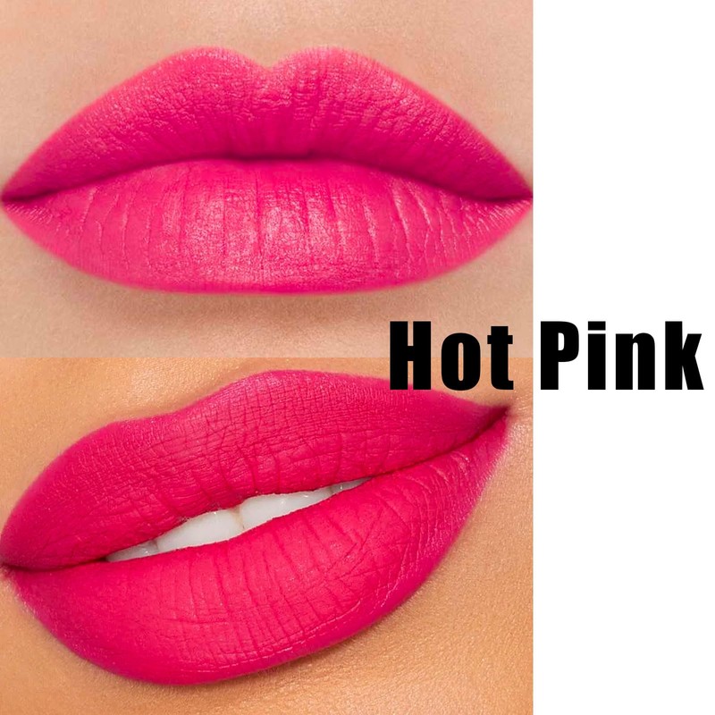 Velvet Matte Bright Hot Pink Liquid Lipstick, Waterproof Quick-Drying Non-Sticky